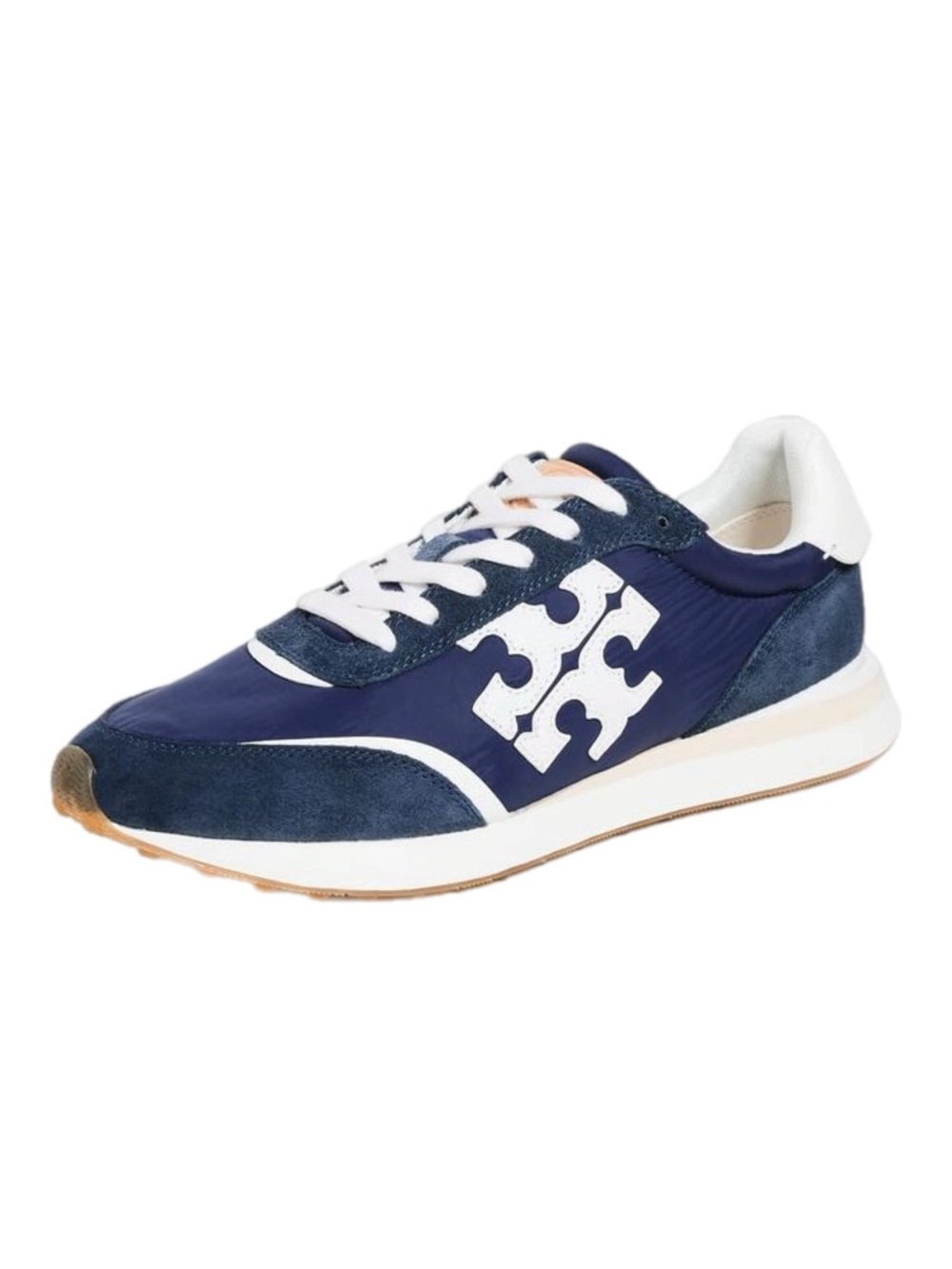 Tory Burch Destiny Trainer Sneaker Double T Navy Suede Size 9 - Picture 2 of 9
